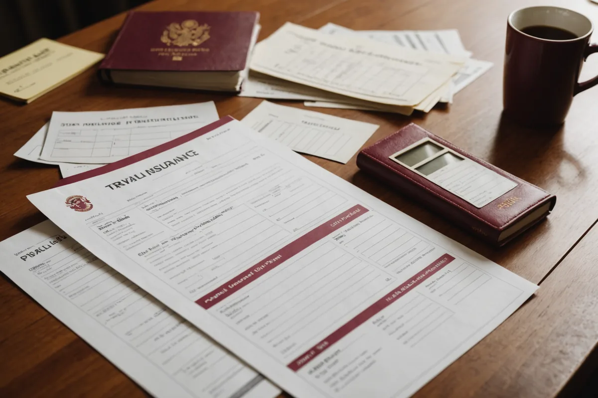 Travel insurance claim document with policy wording and flight delay details